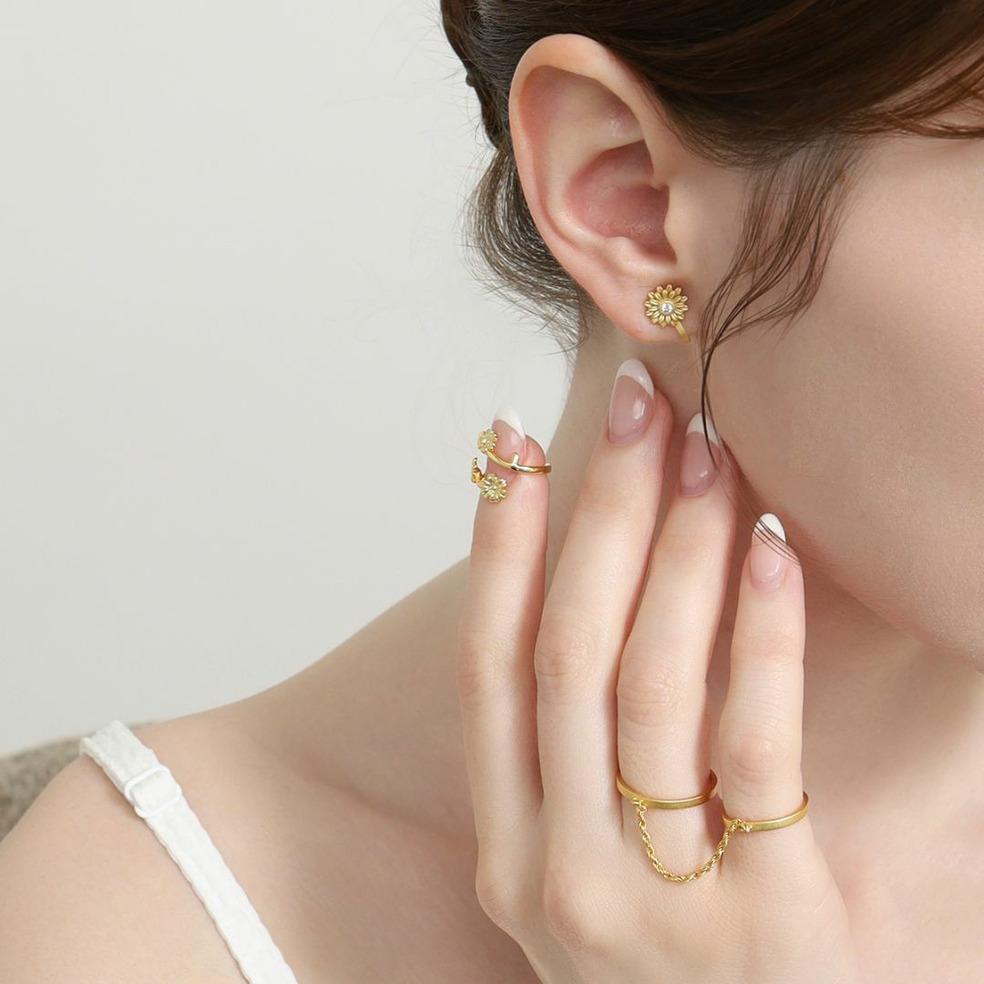 2-Way Chain Ear Cuff Ring (Gold)【Luxe】 | Freecus