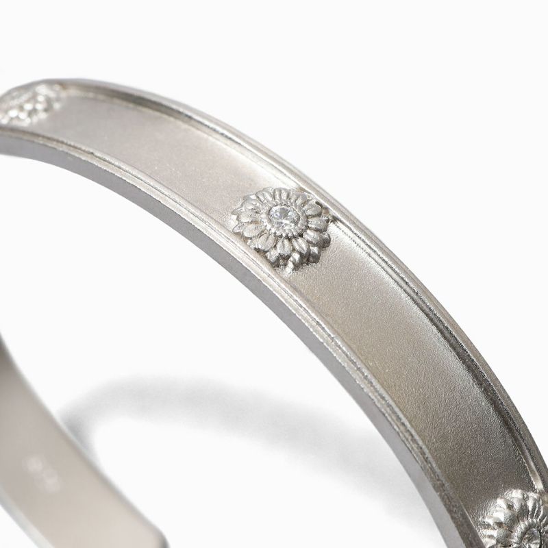 アクセサリー printemps flower925_bangle(silver) 925 Sterling Silver Bangle Pink White Enamel Cherry Blossom