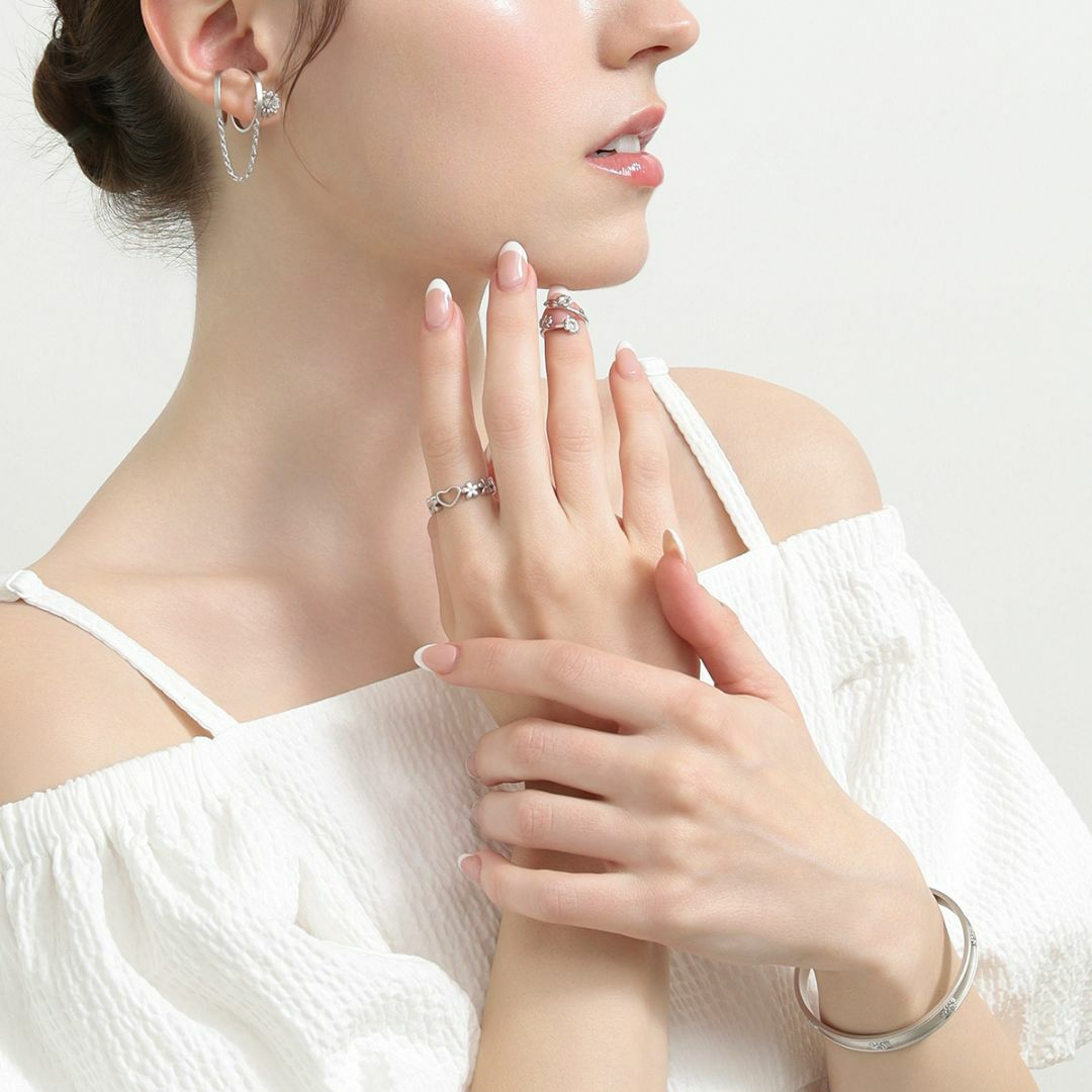 Flower Bangle (Silver)【Luxe】 | Freecus